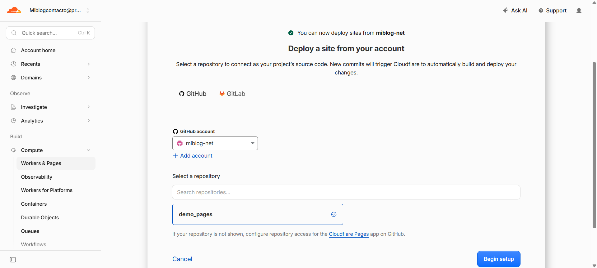Configuración de despliegue